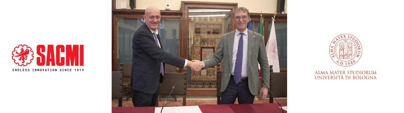 Stretta di mano per l’accordo fra SACMI e UNIBO