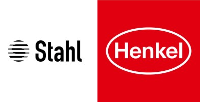 Henkel e Stahl loghi delle aziende affiancati, Henkel ha acquisito Stahl